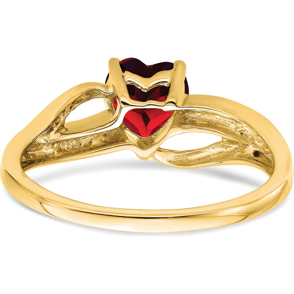 14K Yellow Gold Heart-Shaped Lab-Created Ruby Ring with Round Diamond Accents - 0.75 Carat Ruby, 0.03 Carat Diamond by 0