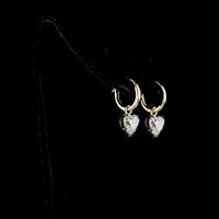 14K Yellow Gold Heart-Shaped Lab Diamond Hanging Earrings with Black Rhodium Accents - 3.10 Carat Total Weight (E-F Color, VS1-VVS2 Clarity) - Covaloro Fine Jewelry