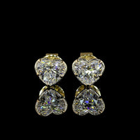 14K Yellow Gold Heart Shaped Lab Diamond Stud Earrings - 1.09 Carat Total Weight, E-F VS1 Color Clarity, Bezel-Prong Setting - Covaloro Fine Jewelry