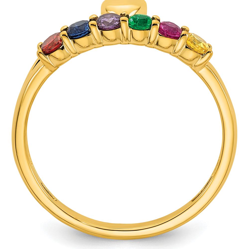 14K Yellow Gold Heart Shaped Mother's Ring with 6 Birthstones - Personalizable Family Jewelry by Oro Pregiato