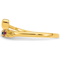 14K Yellow Gold Heart Shaped Mother's Ring with 6 Birthstones - Personalizable Family Jewelry by Oro Pregiato