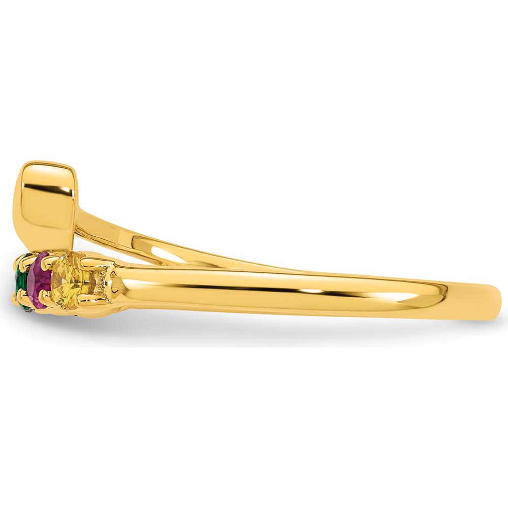 14K Yellow Gold Heart Shaped Mother's Ring with 6 Birthstones - Personalizable Family Jewelry by Oro Pregiato