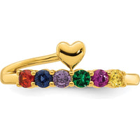 14K Yellow Gold Heart Shaped Mother's Ring with 6 Birthstones - Personalizable Family Jewelry by Oro Pregiato