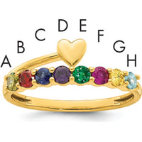 14K Yellow Gold Heart Shaped Mother's Ring with 8 Birthstones - 1.80 Carat Total Gem Weight by Oro Pregiato