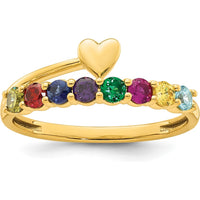 14K Yellow Gold Heart Shaped Mother's Ring with 8 Birthstones - 1.80 Carat Total Gem Weight by Oro Pregiato