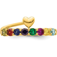 14K Yellow Gold Heart Shaped Mother's Ring with 8 Birthstones - 1.80 Carat Total Gem Weight by Oro Pregiato