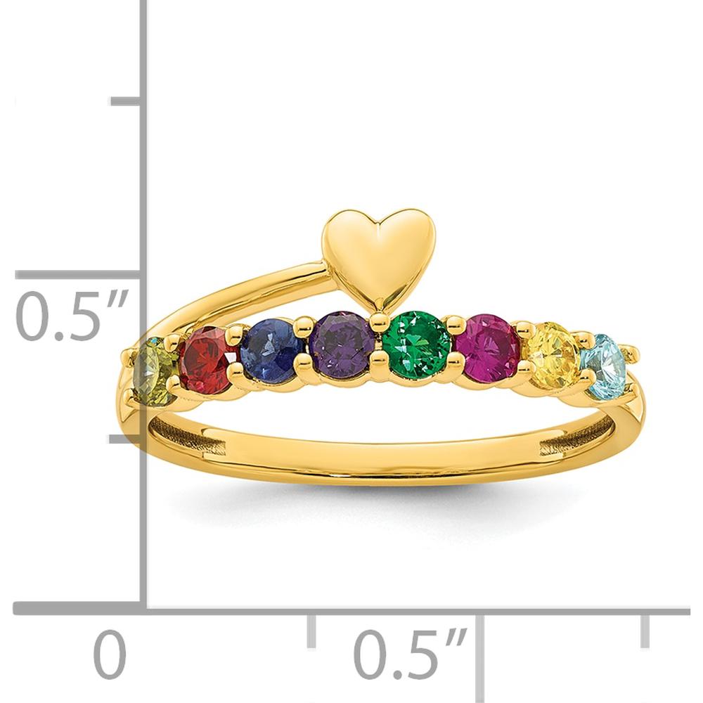 14K Yellow Gold Heart Shaped Mother's Ring with 8 Birthstones - 1.80 Carat Total Gem Weight by Oro Pregiato