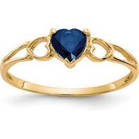 14K Yellow Gold Heart-Shaped Natural Sapphire Ring with 0.58 Carat Faceted Gemstone by Oro Pregiato