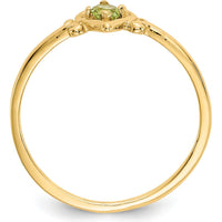 14K Yellow Gold Heart Shaped Peridot Birthstone Ring - 0.12 Carat Total Gemstone Weight by Oro Pregiato