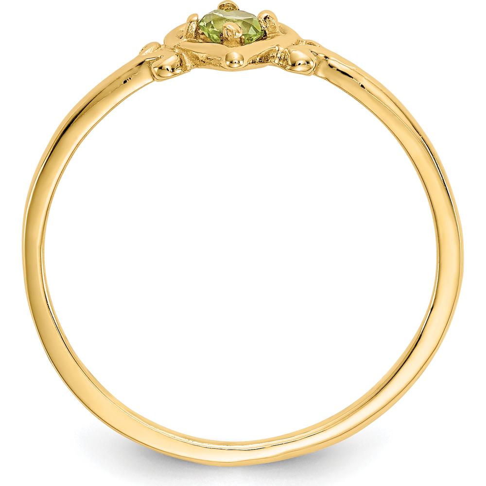 14K Yellow Gold Heart Shaped Peridot Birthstone Ring - 0.12 Carat Total Gemstone Weight by Oro Pregiato
