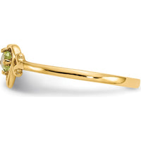 14K Yellow Gold Heart Shaped Peridot Birthstone Ring - 0.12 Carat Total Gemstone Weight by Oro Pregiato