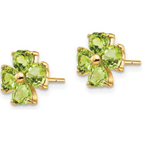 14K Yellow Gold Heart-Shaped Peridot Flower Stud Earrings - 2.0 Carat Total Peridot Weight by Monteluci Fine Jewelry