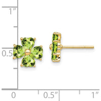 14K Yellow Gold Heart-Shaped Peridot Flower Stud Earrings - 2.0 Carat Total Peridot Weight by Monteluci Fine Jewelry