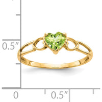 14K Yellow Gold Heart-Shaped Peridot Ring with Open Heart Design - 0.48 Carat Natural Peridot by Oro Pregiato