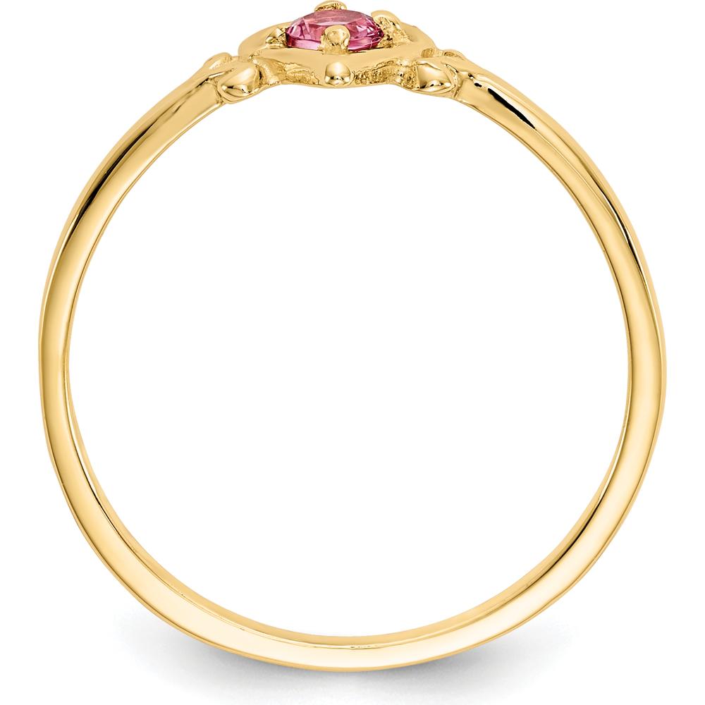 14K Yellow Gold Heart-Shaped Pink Tourmaline Birthstone Ring - 0.11 Carat Pink Tourmaline by Oro Pregiato