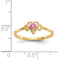 14K Yellow Gold Heart-Shaped Pink Tourmaline Birthstone Ring - 0.11 Carat Pink Tourmaline by Oro Pregiato