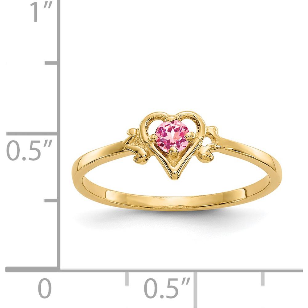 14K Yellow Gold Heart-Shaped Pink Tourmaline Birthstone Ring - 0.11 Carat Pink Tourmaline by Oro Pregiato
