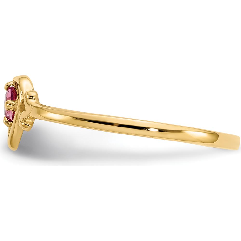 14K Yellow Gold Heart-Shaped Pink Tourmaline Birthstone Ring - 0.11 Carat Pink Tourmaline by Oro Pregiato