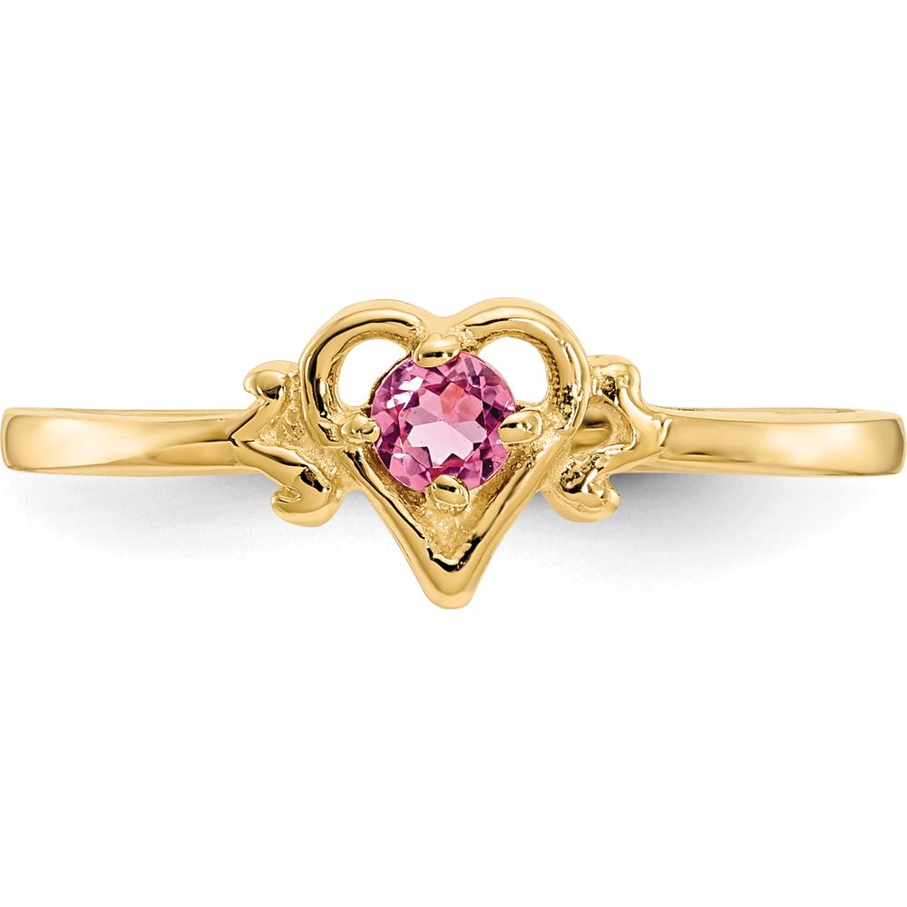 14K Yellow Gold Heart-Shaped Pink Tourmaline Birthstone Ring - 0.11 Carat Pink Tourmaline by Oro Pregiato