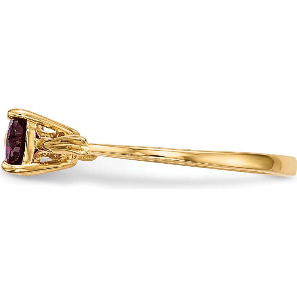 14K Yellow Gold Heart-Shaped Rhodolite Bow Ring - 2x 5mm Garnet by Oro Pregiato
