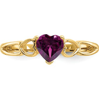 14K Yellow Gold Heart-Shaped Rhodolite Garnet Ring - 0.60 Carat by Oro Pregiato