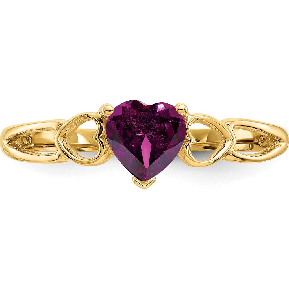 14K Yellow Gold Heart-Shaped Rhodolite Garnet Ring - 0.60 Carat by Oro Pregiato