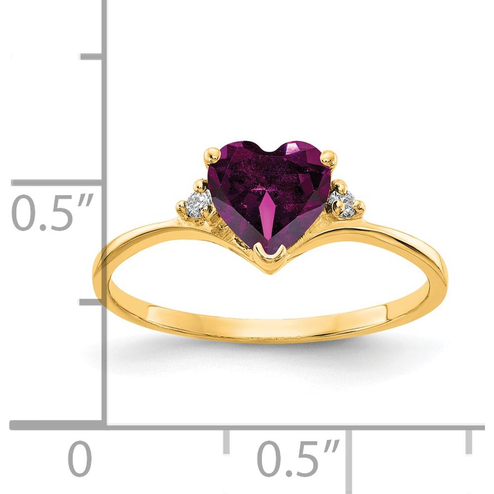 14K Yellow Gold Heart-Shaped Rhodolite Garnet Ring with Diamond Accents - 1.00 Carat Total Garnet Weight by Monteluci Fine Jewelry