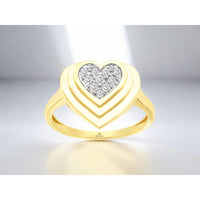 14K Yellow Gold Heart-Shaped Ring with Cluster Set Round Diamonds - 0.16 Carat Total Diamond Weight - Royal Jewelry