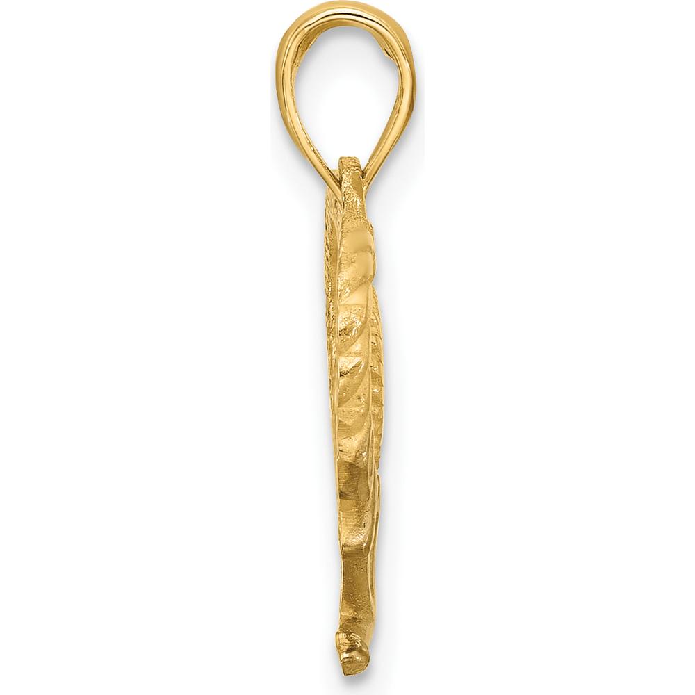 14K Yellow Gold Heart-Shaped Rope Anchor Pendant with Polished Rhodium Accent by Oro Pregiato