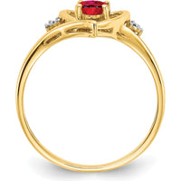 14K Yellow Gold Heart Shaped Ruby and Diamond Ring - 0.6 Carat Ruby, 0.01 Carat Diamond by Oro Pregiato