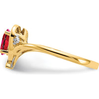 14K Yellow Gold Heart Shaped Ruby and Diamond Ring - 0.6 Carat Ruby, 0.01 Carat Diamond by Oro Pregiato