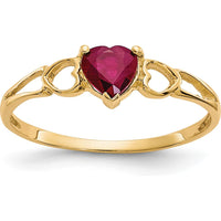 14K Yellow Gold Heart-Shaped Ruby Ring with Three-Prong Setting - 0.55 Carat Natural Ruby by Oro Pregiato