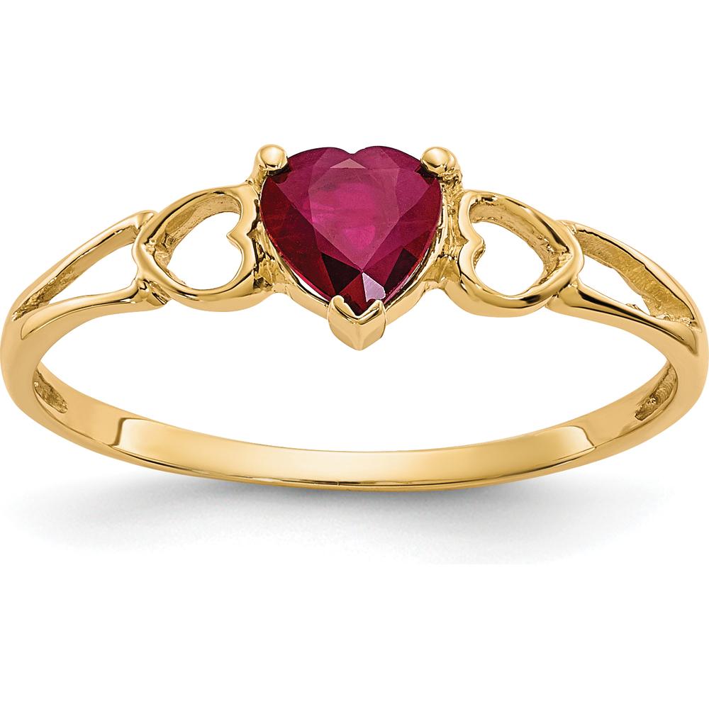 14K Yellow Gold Heart-Shaped Ruby Ring with Three-Prong Setting - 0.55 Carat Natural Ruby by Oro Pregiato
