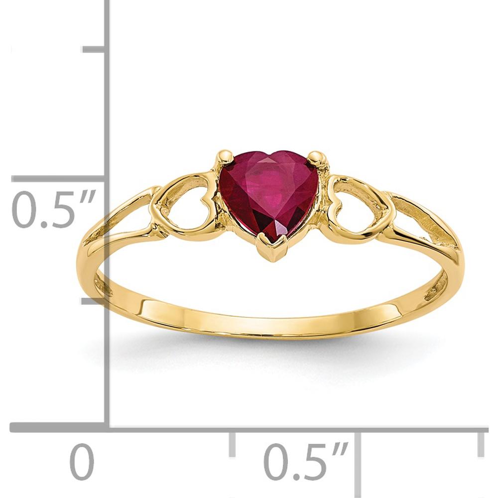14K Yellow Gold Heart-Shaped Ruby Ring with Three-Prong Setting - 0.55 Carat Natural Ruby by Oro Pregiato