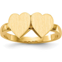 14K Yellow Gold Heart Shaped Signet Ring with Polished and Satin Finish by 0