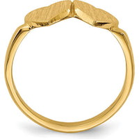 14K Yellow Gold Heart Shaped Signet Ring with Polished and Satin Finish by 0
