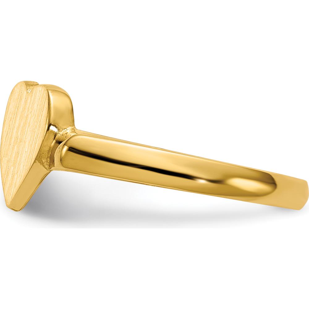 14K Yellow Gold Heart Shaped Signet Ring with Polished and Satin Finish by 0