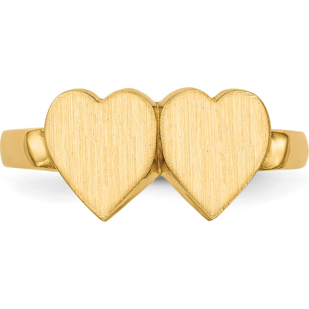 14K Yellow Gold Heart Shaped Signet Ring with Polished and Satin Finish by 0