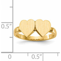 14K Yellow Gold Heart Shaped Signet Ring with Polished and Satin Finish by 0