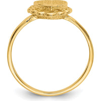 14K Yellow Gold Heart Shaped Signet Ring with Satin Finish - Engravable by Oro Pregiato
