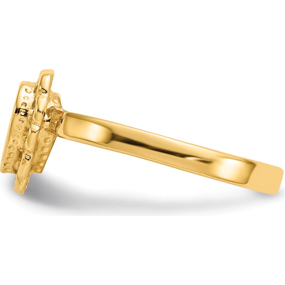 14K Yellow Gold Heart Shaped Signet Ring with Satin Finish - Engravable by Oro Pregiato