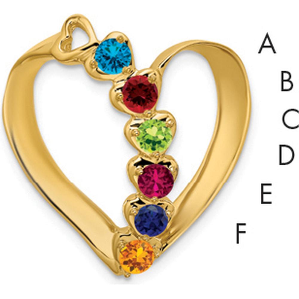 14K Yellow Gold Heart-Shaped Slide Mounting for Custom Birthstones - 25mm Length by Oro Pregiato