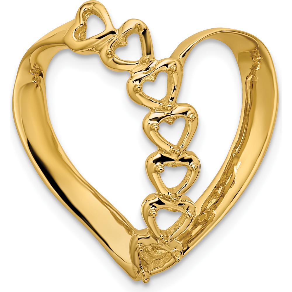 14K Yellow Gold Heart-Shaped Slide Mounting for Custom Birthstones - 25mm Length by Oro Pregiato
