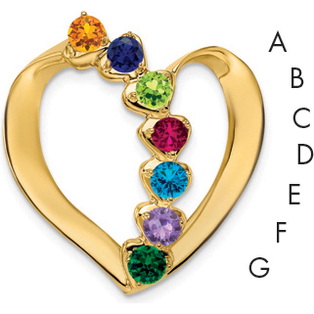 14K Yellow Gold Heart-Shaped Slide Pendant for Family or Mother's Jewelry by Oro Pregiato