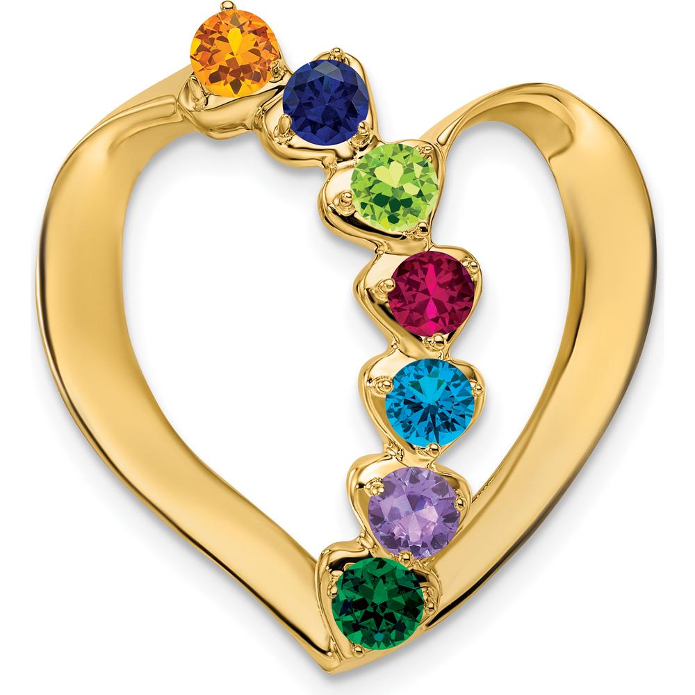 14K Yellow Gold Heart-Shaped Slide Pendant for Family or Mother's Jewelry by Oro Pregiato