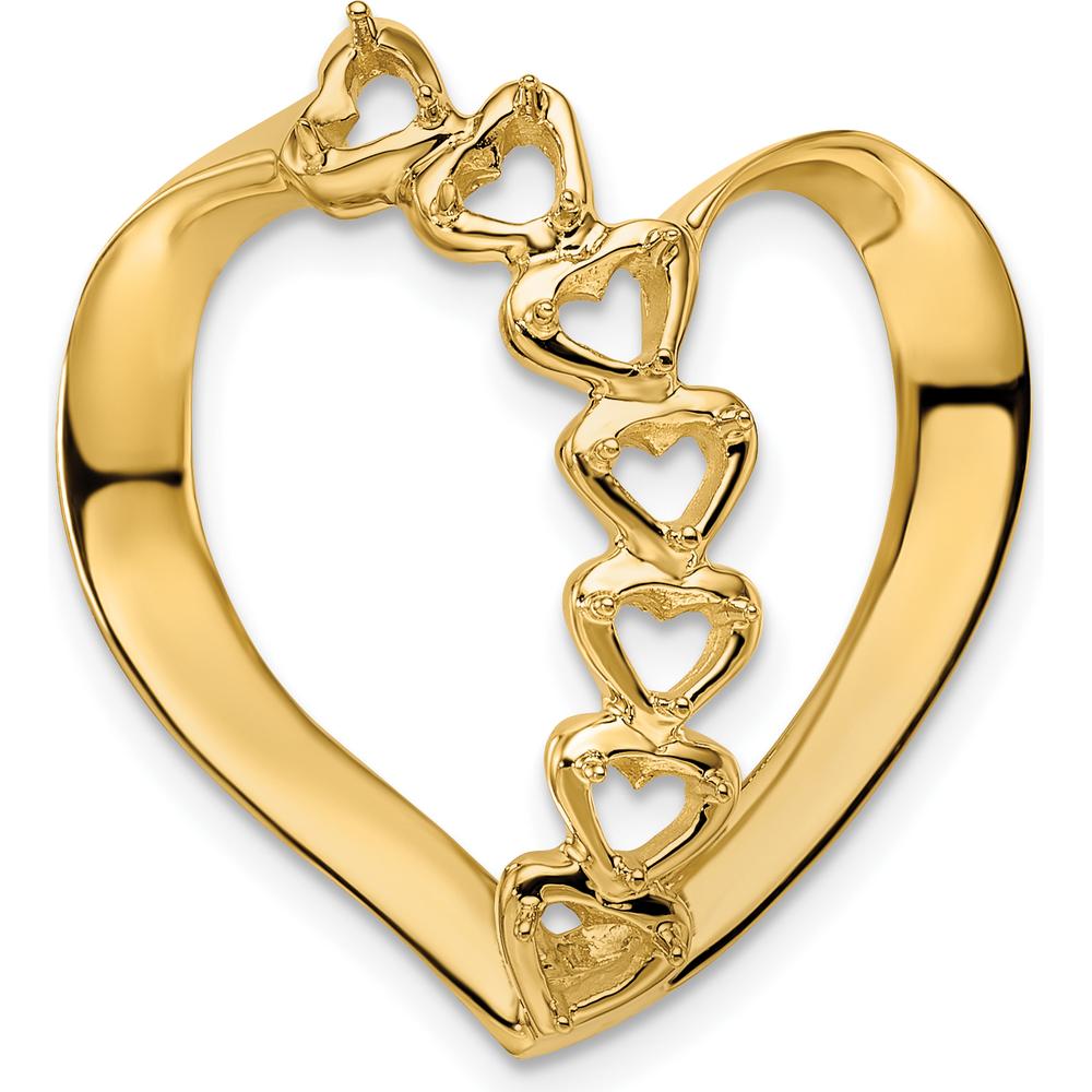 14K Yellow Gold Heart-Shaped Slide Pendant for Family or Mother's Jewelry by Oro Pregiato