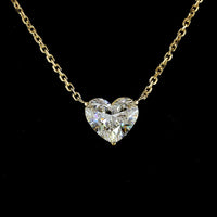 14K Yellow Gold Heart-Shaped Solitaire Pendant with 1.55 Carat E-F VVS2 Lab-Grown Diamond - Covaloro Fine Jewelry