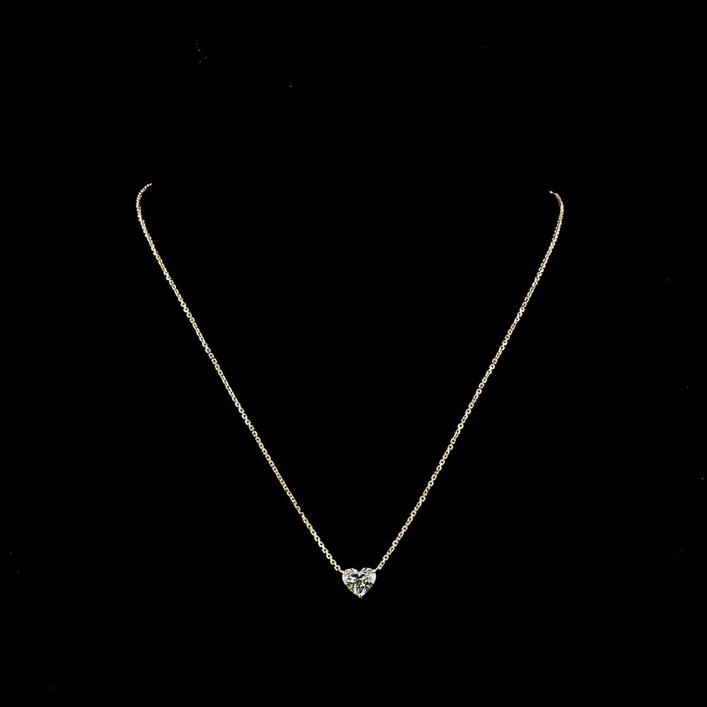 14K Yellow Gold Heart-Shaped Solitaire Pendant with 1.55 Carat E-F VVS2 Lab-Grown Diamond - Covaloro Fine Jewelry