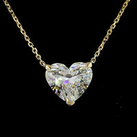 14K Yellow Gold Heart-Shaped Solitaire Pendant with 2.57 Carat Lab-Grown Diamond - IGI Certified F VVS2 - Covaloro Fine Jewelry