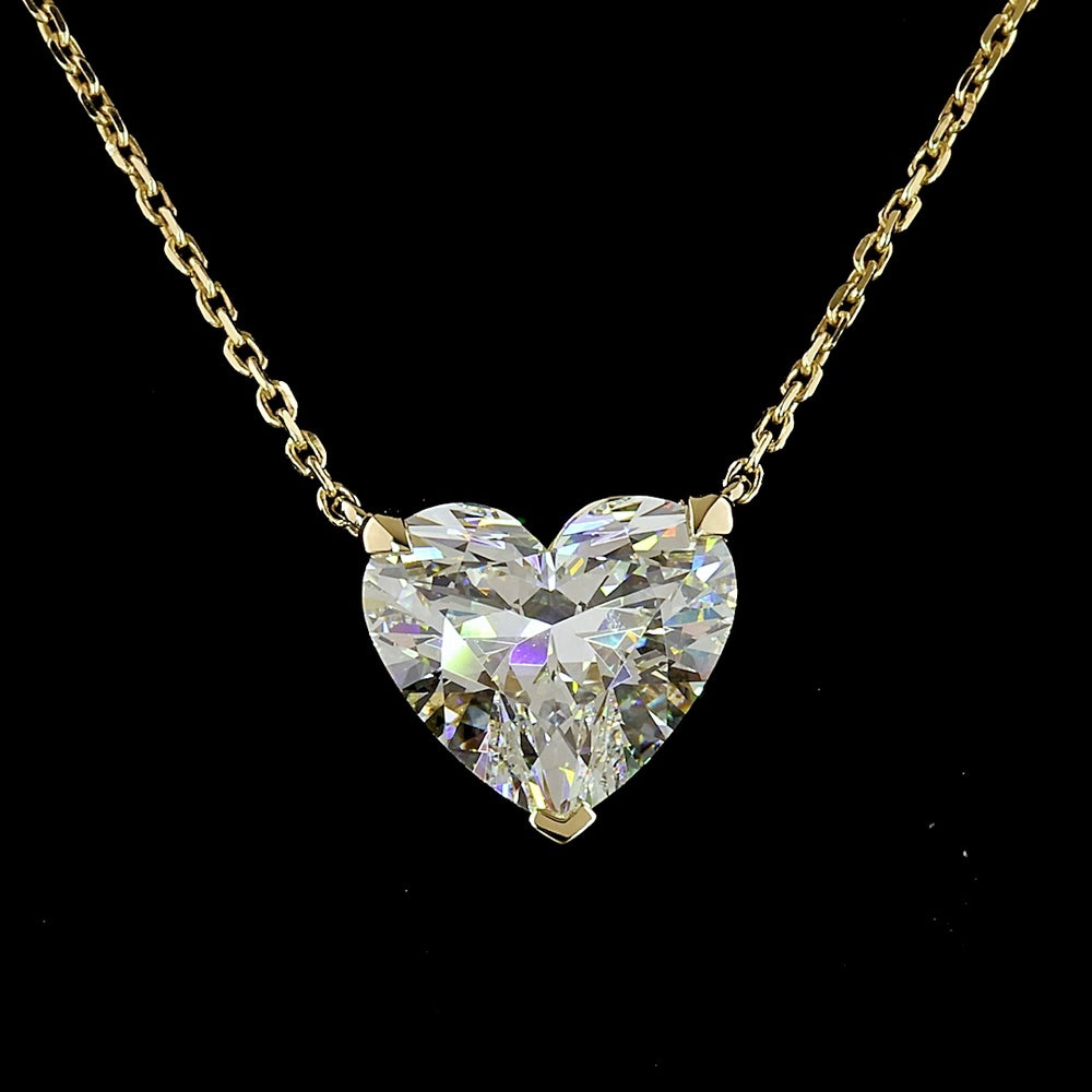 14K Yellow Gold Heart-Shaped Solitaire Pendant with 2.57 Carat Lab-Grown Diamond - IGI Certified F VVS2 - Covaloro Fine Jewelry